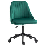 English Elm Vinsetto Mid-Back Office Chair, Velvet Fabric Swivel Scallop Shape Computer Desk Chair For Home Office Or Bedroom, Green