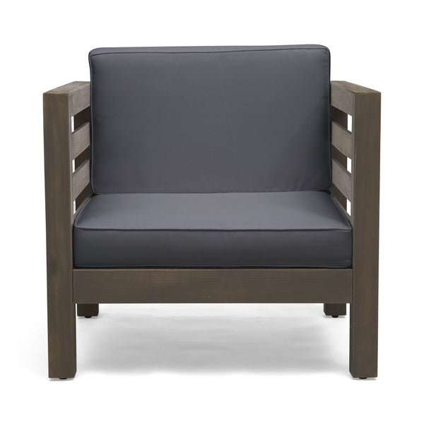 English Elm Christopher Knight Home® - OANA Outdoor Club Chair with Acacia Wood Frame, Removable Cushions, Slatted Design for Quick Drying Grey 65546.00DGRY
