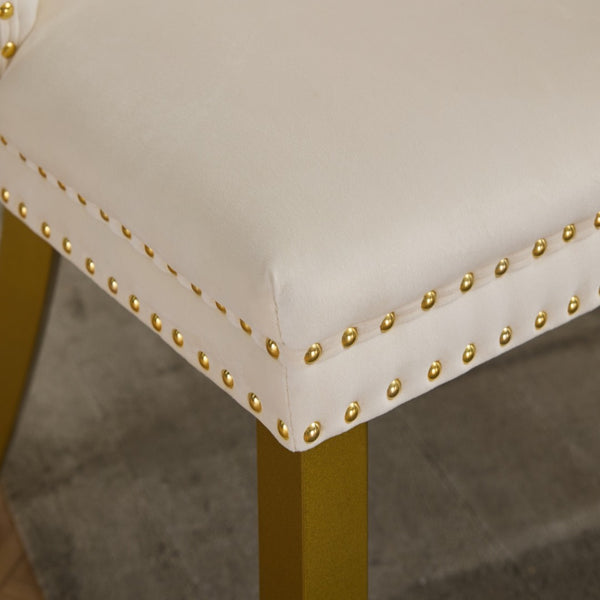 English Elm A&a Velvet Tufted Dining Chairs with Nailhead Trim Solid Wood Tapered Legs Set of 2 W1143P179487