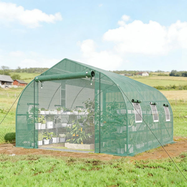 English Elm Garden Walk-in Tunnel Greenhouse with Galvanized Steel Frame and Uv-resistant Pe Cover Green T3971P481638
