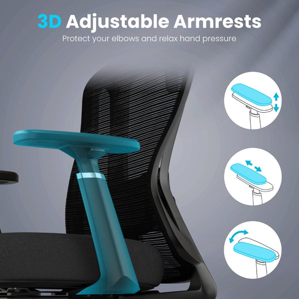 English Elm Ergonomic High Back Mesh Desk Chair with Flip up Arms and Adjustable Lumbar Support Black T3623P435558