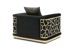English Elm Talia Art Deco Accent Chair Hardwood Frame Structured Back Geometric Living Room Black B078P301561