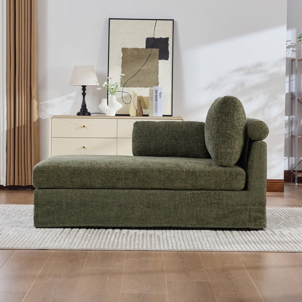 English Elm 31.69" Chenille Modular Sofa Bed with Pocketed Springs and Matte Black Metal Legs W3189P438361