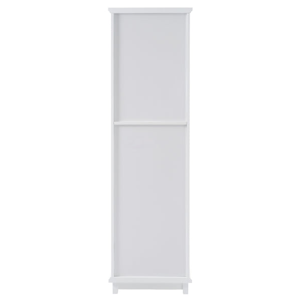 English Elm 63" Tall Bathroom Vanity Cabinet with Glass Doors, Two Drawers and Adjustable Shelves for Stylish Storage White N729P171305K