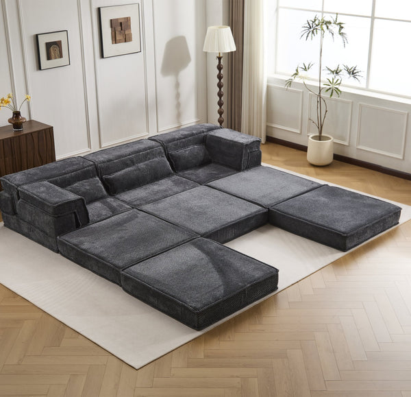 English Elm Compression Mahjong Sofa: Versatile Modular Floor Bed With Plush Fleece, No Assembly & Cozy Design W3723S00025
