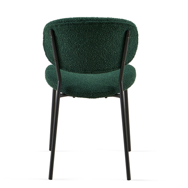 English Elm Dark Green Boucle Dining Chairs Set Of 2 - Stylish, Comfortable, Metal Legs For Modern Spaces W1164P195056