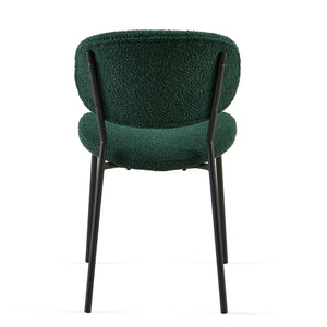 English Elm Dark Green Boucle Dining Chairs Set Of 4 - Mid-Century Modern Style With Curved Backrest & Metal Legs W1164P195043
