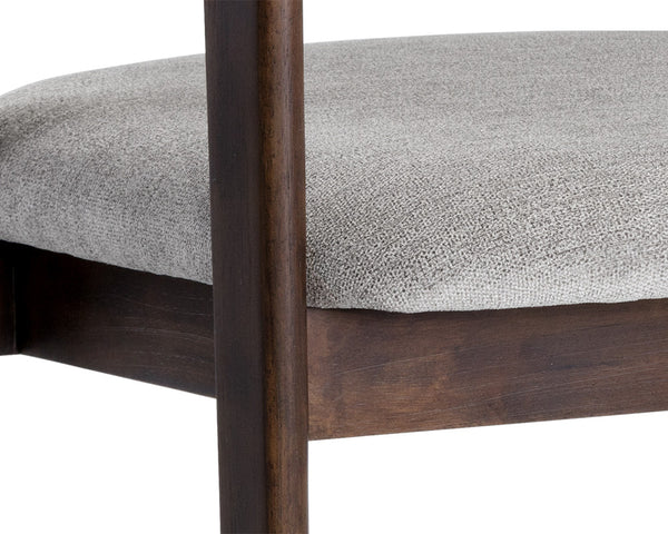 Sunpan Milton Dining Armchair - Chic Mid-Century Modern Design with Solid Rubberwood Frame & Brass Stretchers Smoke Acacia / Polo Club Stone