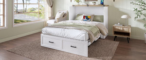 English Elm Murphy Full-Size Cabinet Bed with Built-In Charging Station, Storage Drawer & 700lb Capacity Comfort White 52.5 L x 26 W x 5.5 H N733S293995W