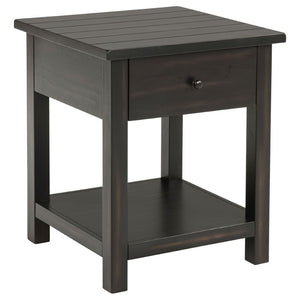 English Elm Castleton Rustic Pine End Table with Drawer and Open Shelf for Farmhouse Living B062P451650