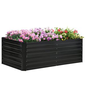 English Elm Outsunny Tall Galvanized Steel Raised Garden Bed with Reinforced Walls for Deep Root Growth W2225P200485