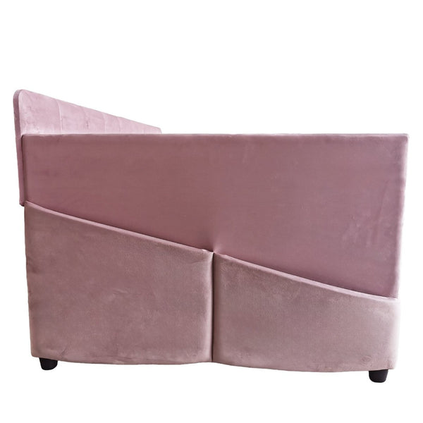English Elm Modern Velvet Twin Daybed with Pull Out Trundle and Built in Armrest Storage Pockets Pink SF000200AAH