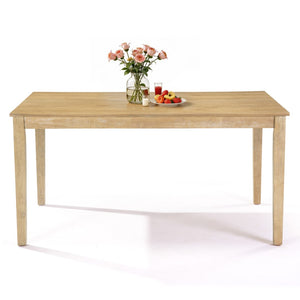English Elm Farmhouse Rubberwood Dining Table Seats Six with Veneer Top for Rustic Kitchens W2896P245742