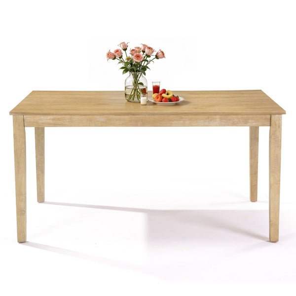 English Elm Farmhouse Rubberwood Dining Table Seats Six with Veneer Top for Rustic Kitchens W2896P245742