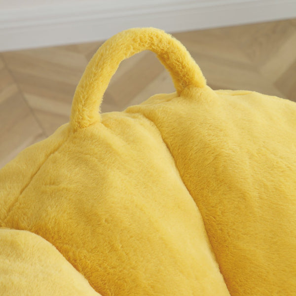 English Elm Giant Foam-Filled Bean Bag Chair with Footstool, Shell-Shaped Faux Fur Sofa for Gaming Reading уют Yellow W2677P306797