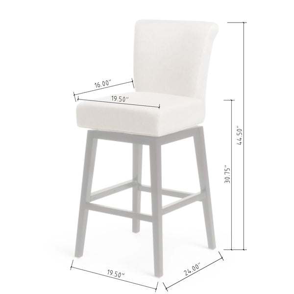 English Elm Christopher Knight Home® - 30.75 Swivel Bar Stool with Linen Fabric Cushion and Wooden Legs — Cozy 30.75" Height Seating for Kitchen Island 57177.00FWHT