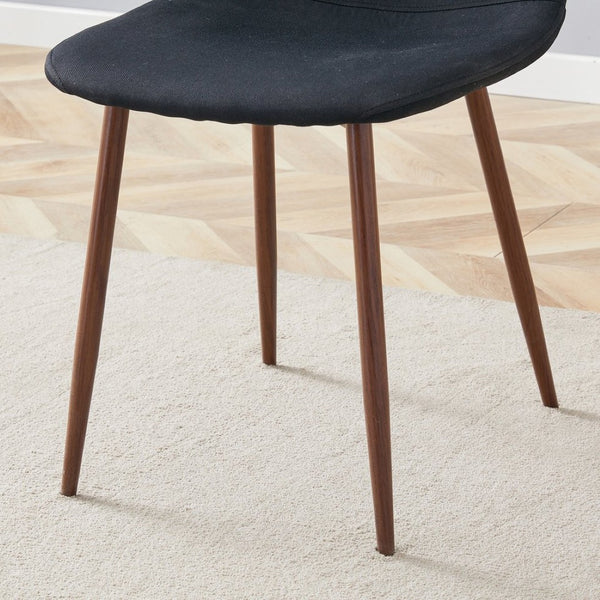 English Elm Table And Chair Set - Modern 49.6" Tempered Glass Dining Table With 4 Comfortable Black Linen Chairs W1151S03515-GIGA