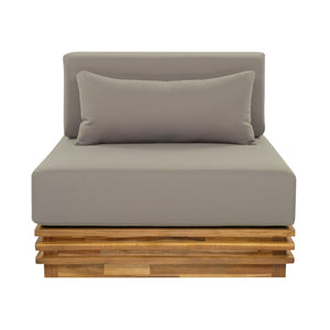 English Elm Oversized Solid Acacia Patio Club Chair with Three Piece Cushion Set for Outdoor Lounging Brown,Natural+Grey N768P392779B