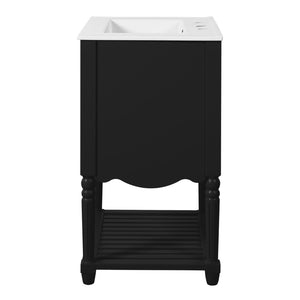 English Elm 24'' Vintage Bathroom Vanity with Ceramic Sink Soft Close Drawers Open Shelf Black N710P411237B