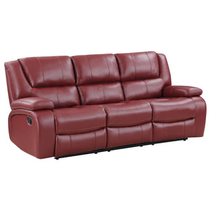English Elm Elodie Red Faux Leather Motion Reclining Sofa - Modern Comfort With Plush Arms & Dual Recline Functionality B062P354073