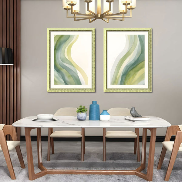 English Elm Set Of 3 Abstract Green Framed Wall Art – Modern Replaceable Canvas Prints For Stylish Home Decor T3976P383226-GIGA