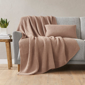 JLA Home INK+IVY - Oblong Knit Pillow Cover with Hidden Zipper — Ultra-Soft Acrylic Texture for Cozy Cottage Style Brown II21-1304