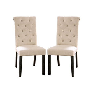 English Elm Set of 2 Button-Tufted Fabric Dining Chairs Antique Black & Ivory — Padded Rustic Elegance, Comfortable Seating B016P222719