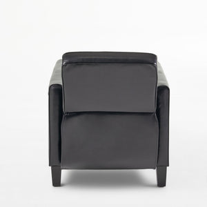 English Elm Christopher Knight Home® - Black Black Fax Leather Push Back Chair — Ergonomic PU Leather Recliner, Plush Padding, Durable Frame 52422.00PUBLK