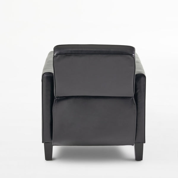 English Elm Christopher Knight Home® - Black Black Fax Leather Push Back Chair — Ergonomic PU Leather Recliner, Plush Padding, Durable Frame 52422.00PUBLK