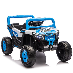 English Elm 12v Kids Electric Utv Ride on Toy with Parental Remote Swing Function and Shock Absorbers Blue W1578P368161