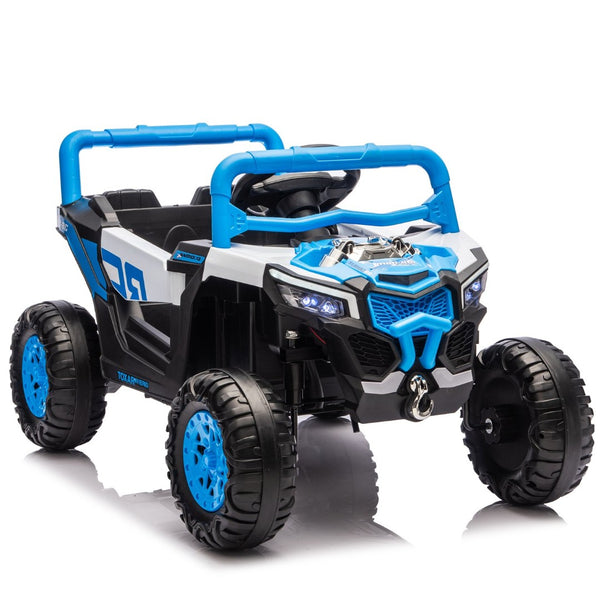 English Elm 12v Kids Electric Utv Ride on Toy with Parental Remote Swing Function and Shock Absorbers Blue W1578P368161