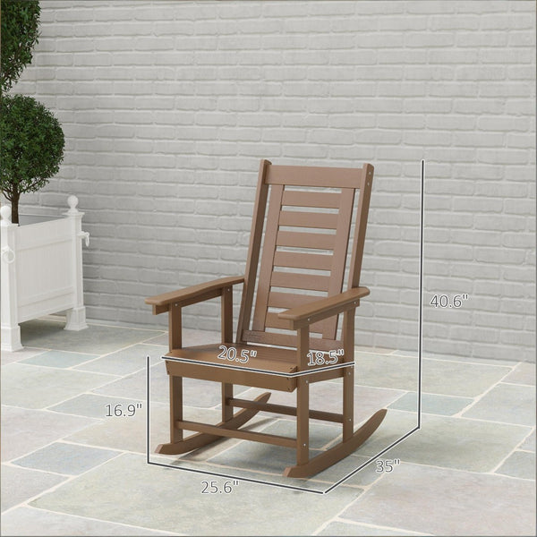 English Elm Black Hdpe Slatted High Back Rocking Chair Set for Porch Patio Deck Outdoor Use T3971P444252