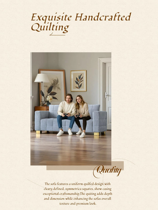 English Elm FX-P54-LG Chenille Sofa with Plush Velvet Feel, Metallic Accents & Durable Polyester Upholstery for Stylish Comfort and Versatile Modern Decor W576S00167