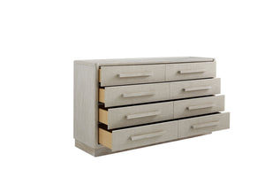 A.R.T. Furniture Cotiere Dresser: Contemporary Linen Finish With 8 Drawers, Cedar-lined Bottoms & Soft-close Glides Beige Material, Parawood Solids,Mixed Split Cathedral And Quarter White Oak Veneers,Fabric 299130-2349