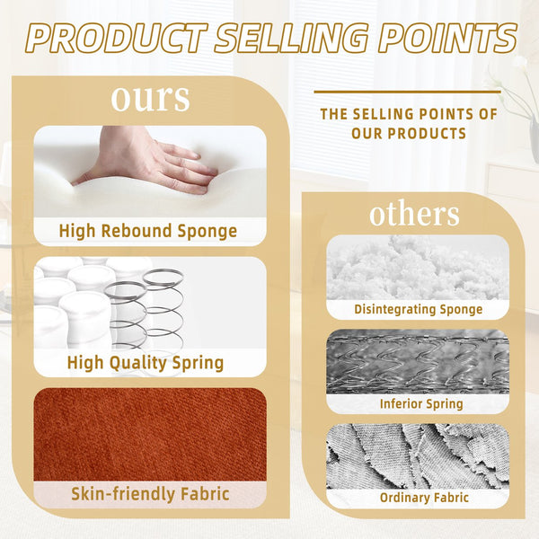 English Elm UNITED Folding Sofa Bed with Removable Cover Zipper, Chenille Memory Foam Sleeper for Small Spaces Orange W1568P293805