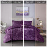 Intelligent Design Felicia Glam/Luxury Velvet Comforter Set with Throw Pillow ID10-1902 Purple