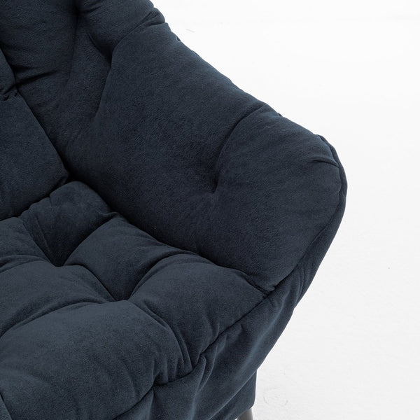 English Elm Accent Recliner Chair With Ottoman – Plush Navy Velvet Lounge Seat For Home, Office & Small Spaces T3903P372941