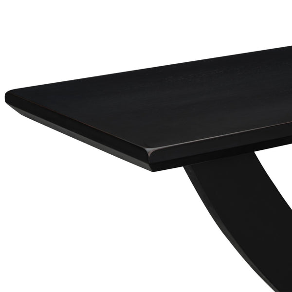 English Elm Mirod 57 Inch Acacia Veneer Console Table with Cross Leg Base for Entryway Black N760P214643B