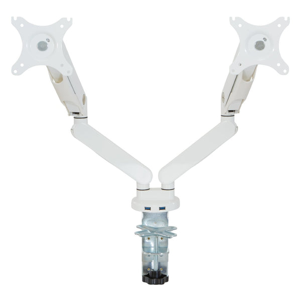 OSP Home Furnishings Double Monitor Arm Dual Setup with Gas Spring Articulation and Integrated Cable Management White A2MAD1730-WH
