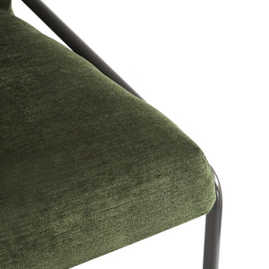 English Elm Modern Curved High Back Dining Chairs with Bronze Iron Frame Linen Upholstery Set of 2 N762P288935F