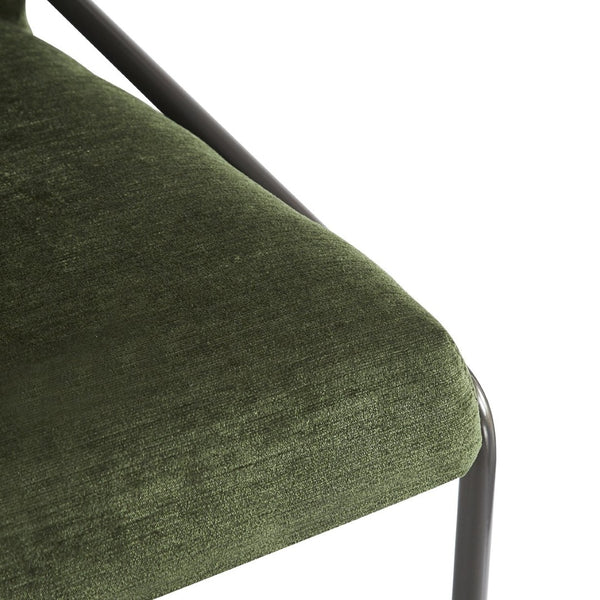 English Elm Modern Curved High Back Dining Chairs with Bronze Iron Frame Linen Upholstery Set of 2 N762P288935F
