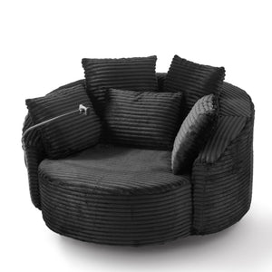 English Elm Swivel Barrel Accent Chair Chenille Tufted Round Club Seat for Living Room Lounge Black N719S002320B