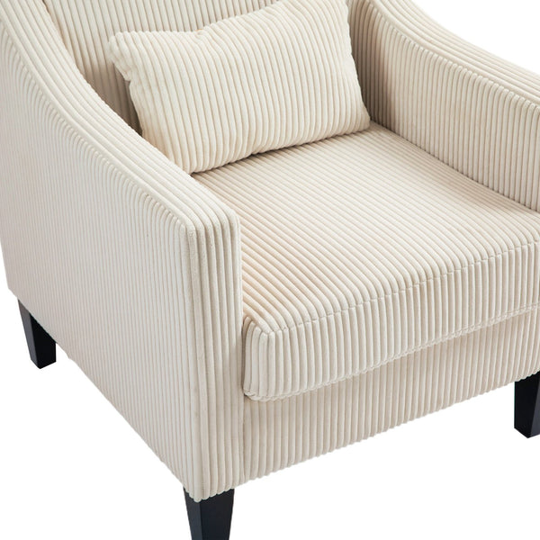 English Elm COOLMORE Modern Accent Chair with Corduroy Upholstery, Solid Wood Frame, Supportive Dual Pillows for Cozy Living Spaces Beige W395P195355