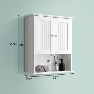 English Elm Upgraded Wall Mounted Bathroom Cabinet Mdf Over Toilet Storage with Soft Close Doors White T3785P356589
