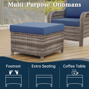 English Elm Jb Five Piece Outdoor Wicker Set with Swivel Chairs Footstools and Resort Style Seating W5382S00011