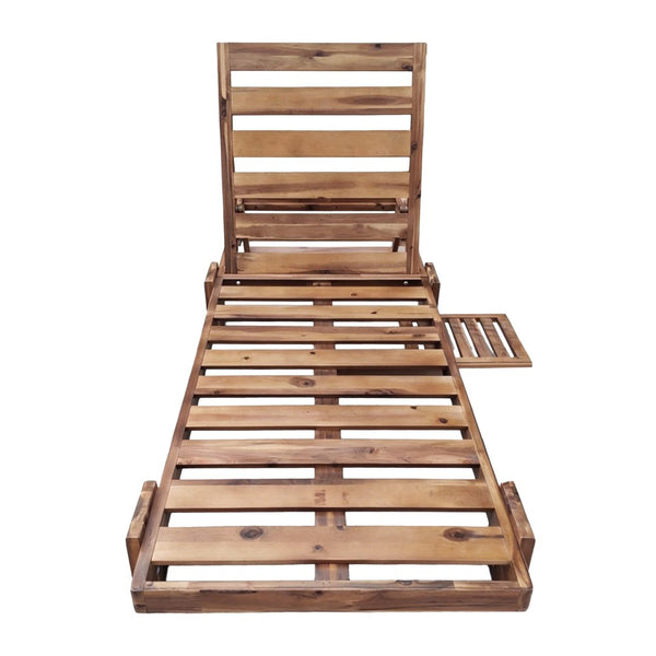 English Elm U_style Solid Acacia Wood Outdoor Lounge Set Adjustable Reclining Poolside Chairs with Headrest Navy Blue WY000483AAC