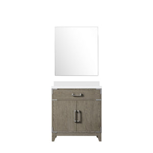 English Elm Grey Oak Single Bath Vanity With Cultured Marble Top & Mirror - Modern Style, Durable Storage Solution B2731S01458