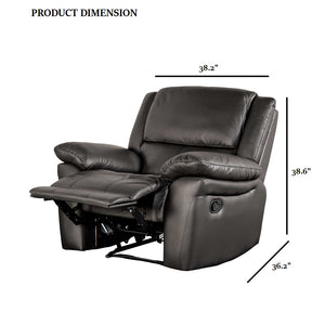 English Elm Black Leather‑Match Transitional Recliner Chair with Pillow Arms, Welt Trim, 38"W x 38.5"H Comfort B2741P407584