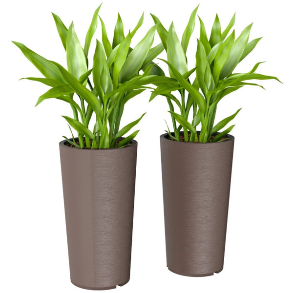 English Elm Tall Stackable Polypropylene Outdoor Planters Set of 2 Tapered Patio Flower Pots T3971P455020