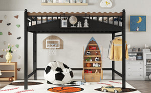 English Elm Twin Kids Platform Bed with Trundle Staircase Bookshelf and Rounded Safety Rails W1580S00382